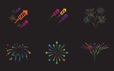 Fuochi d&amp;#39;artificio Felice anno nuovo evento icona vettoriale illustrazione modello di progettazione V.4