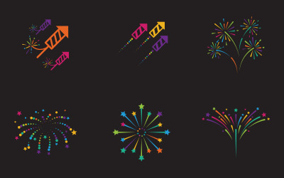 Fyrverkeri Gott nytt år händelse vektor ikon illustration designmall V.4