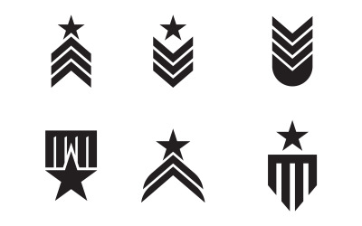 Military Badges Icons. Black Flat Design. Vector Illustration. stock illustration v.1