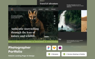 Page de destination du portfolio de photographie moderne