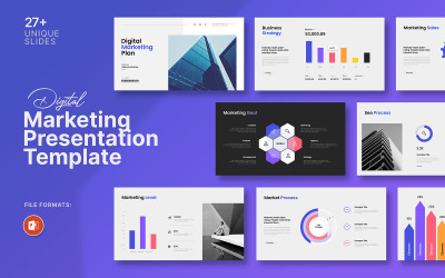 Szablon prezentacji PowerPoint Planu Marketingu Cyfrowego