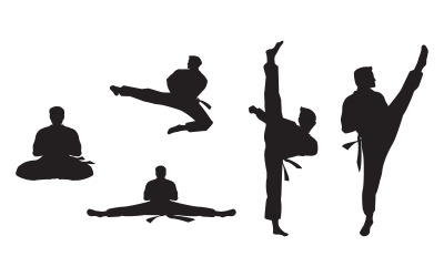 Taekwondo sport icon black silhouette Vector illustration design Template v.2