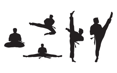 Taekwondo sport icoon zwart silhouet Vector illustratie ontwerp Template v.2