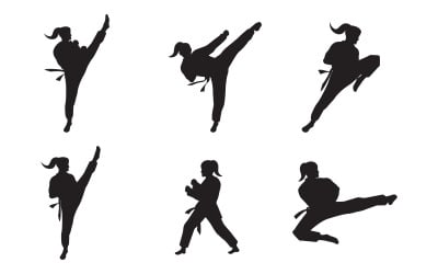 Taekwondo sport ikon svart siluett vektor illustration design mall v.1