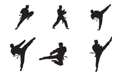 Taekwondo sport ikon svart siluett vektor illustration design mall v.3