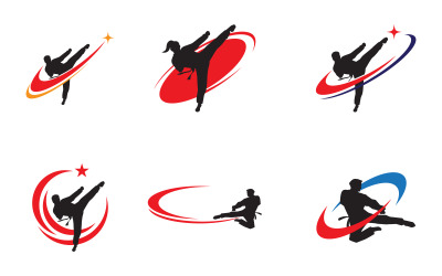 Taekwondo sport ikon svart siluett vektor illustration design mall v.4