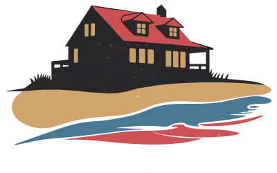 En logotyp för ett husföretag vid havet