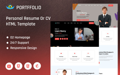 Portffolio - Plantilla de sitio web HTML para currículum vitae personal o CV