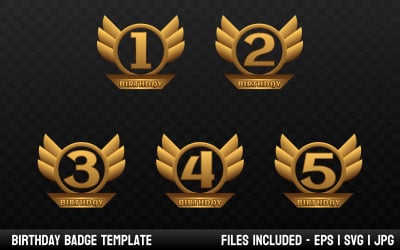 1 to 5 Birthday Badge Template