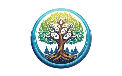 Illustration vectorielle de conception de logo d&amp;#39;arbre abstrait de style unique