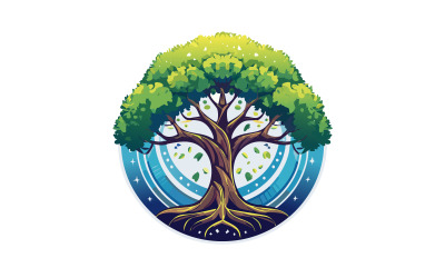 Ilustración de diseño de arte vectorial con logotipo de árbol abstracto con estilo único