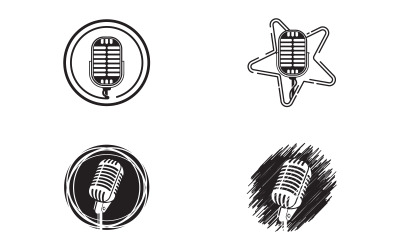 Microphone vintage. Musique, voix, icône d&amp;#39;enregistrement. Modèle de conception de symbole de studio d&amp;#39;enregistrement v.1