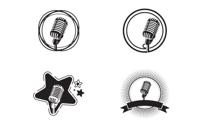 Microphone vintage. Musique, voix, icône d&amp;#39;enregistrement. Modèle de conception de symbole de studio d&amp;#39;enregistrement v.2