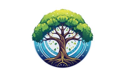 Unikátní stylový abstraktní strom logo vektorové umění ilustrace design