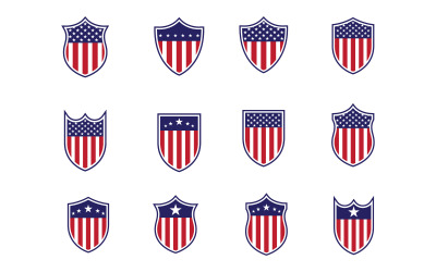 American branding element Flagga Ikonuppsättning vektor Illustration designmall v.1