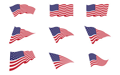 American branding element Flagga Ikonuppsättning vektor Illustration designmall v.2