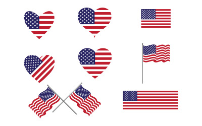 American branding element Flagga Ikonuppsättning vektor Illustration designmall v.3