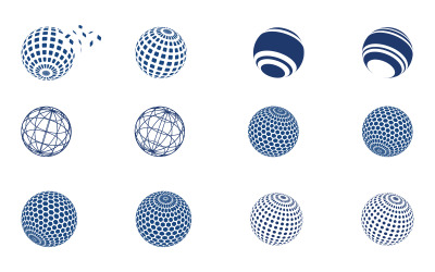 Globens logotyp är lämplig för globala företag, världsteknologier, media v.3