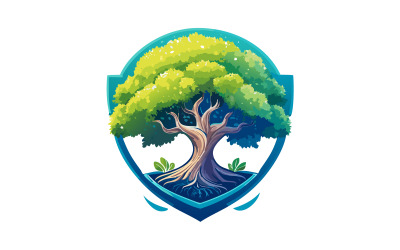 抽象树徽标矢量艺术插画设计