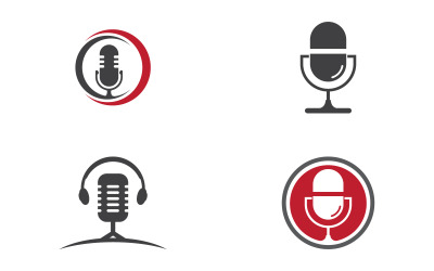 Microfono icona vintage logo Podcast Vector design illustrazione Template v.2