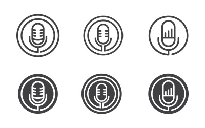 Microphone vintage icon logo Podcast Vector design illustration Template v.3