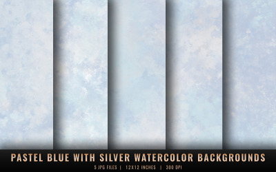 Pastel Blue with Silver Watercolor Backgrounds