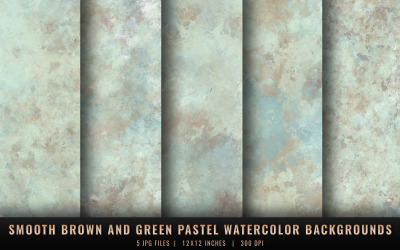 Smooth Brown and Green Pastel Watercolor Backgrounds