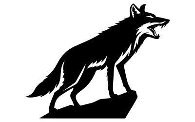 Un style de silhouette d&amp;#39;icône de logo Coyote