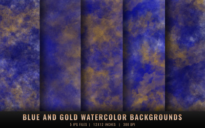 Blue and Gold Watercolor Backgrounds