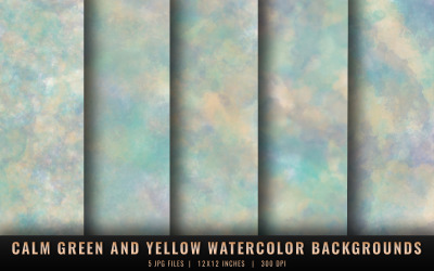 Calm Green and Yellow Watercolor Backgrounds