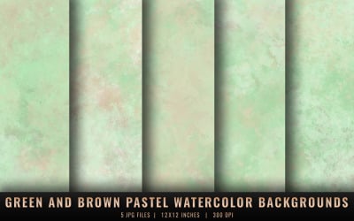 Green and Brown Pastel Watercolor Backgrounds