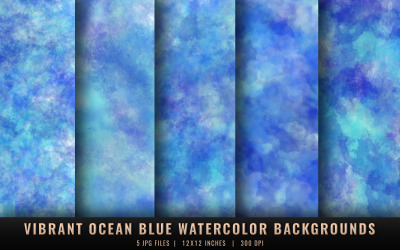 Vibrant Ocean Blue Watercolor Backgrounds
