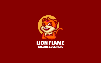Aslan Alev Basit Maskot Logosu