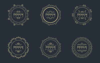 Cirkel Vintage gränslinje bröllop mall vektorillustration design v.6