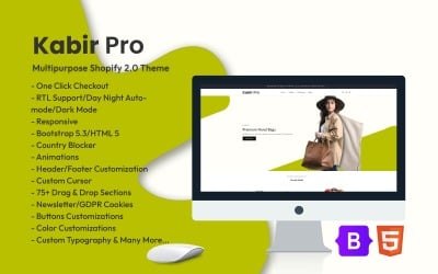 Kabir Pro — многоцелевая тема Shopify