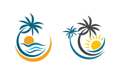 Palm tree icon holiday trip water beach summer logo template vector illustration v.4
