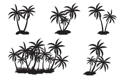 Palmträd ikon semester resa vatten strand sommar logotyp mall vektorillustration v.1
