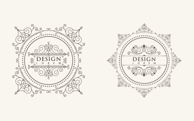 Skönhet Vintage gränslinje mall vektorillustration design v.8