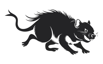 A silhouette illustration of a Tasmanian