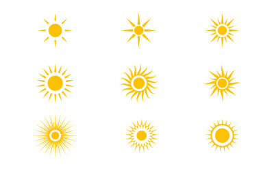 Uppsättning av Sun vektor illustration ikon logotyp mall design