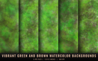 Vibrant Green and Brown Watercolor Backgrounds