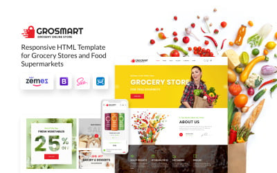 Grocmart - Modelo de site em HTML clássico de várias páginas para supermercados