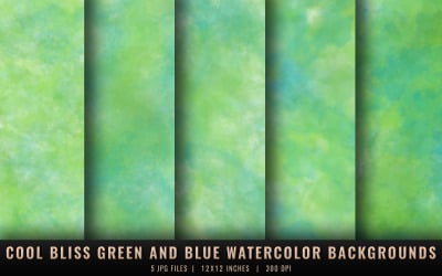 Cool Bliss Green and Blue Watercolor Backgrounds