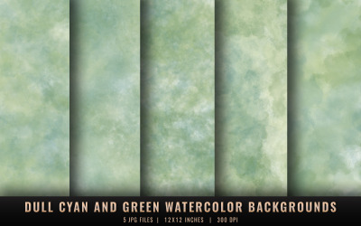 Stumpfe Cyan- und Grün-Aquarell-Hintergründe