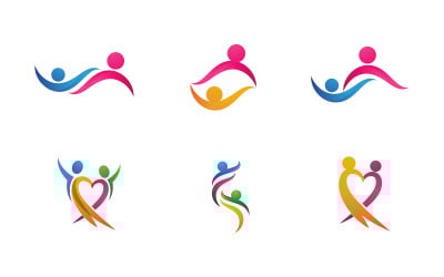 Community and adoption care network and social icon illustration logo design template v.1