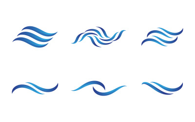 Dynamisk blå vatten våg ikon vektor illustration designmall