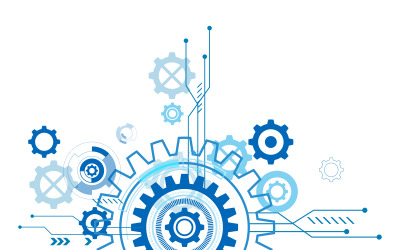 Gear industriell digital teknik Framtida vektor ikon illustration designmall v.3