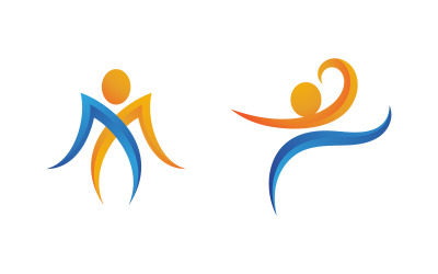 Menselijk karakter voor trainer gezond fit logo teken illustratie vector ontwerp sjabloon v.17