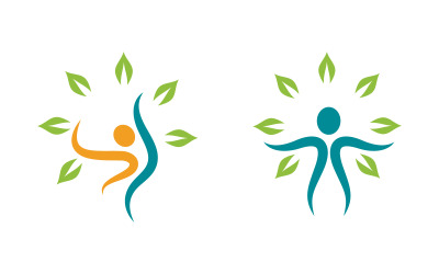 Menselijk karakter voor trainer gezond fit logo teken illustratie vector ontwerp sjabloon v.5