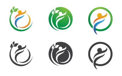 Menselijk karakter voor trainer gezond fit logo teken illustratie vector ontwerp sjabloon v.7
